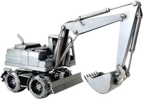 Hinz & Kunst Rad-Bagger, Metallfahrzeug, Grau - Bild 1