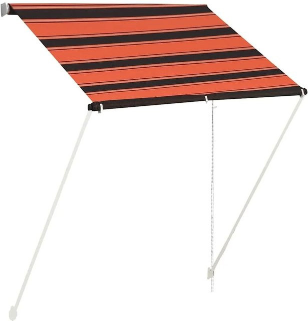 vidaXL Einziehbare Markise mit Faltarmen aus Polyester und Stahl in Orange und Braun, B/T: 150 x 150 cm - Bild 1
