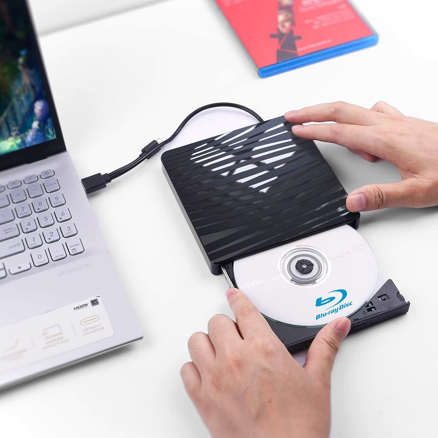 LJIAL Externes Blu-ray-Laufwerk mit USB 3.0, Tragbarer BD-RW-Brenner und DVD-CD-Player für Laptop und PC, Schwarz - Bild 5