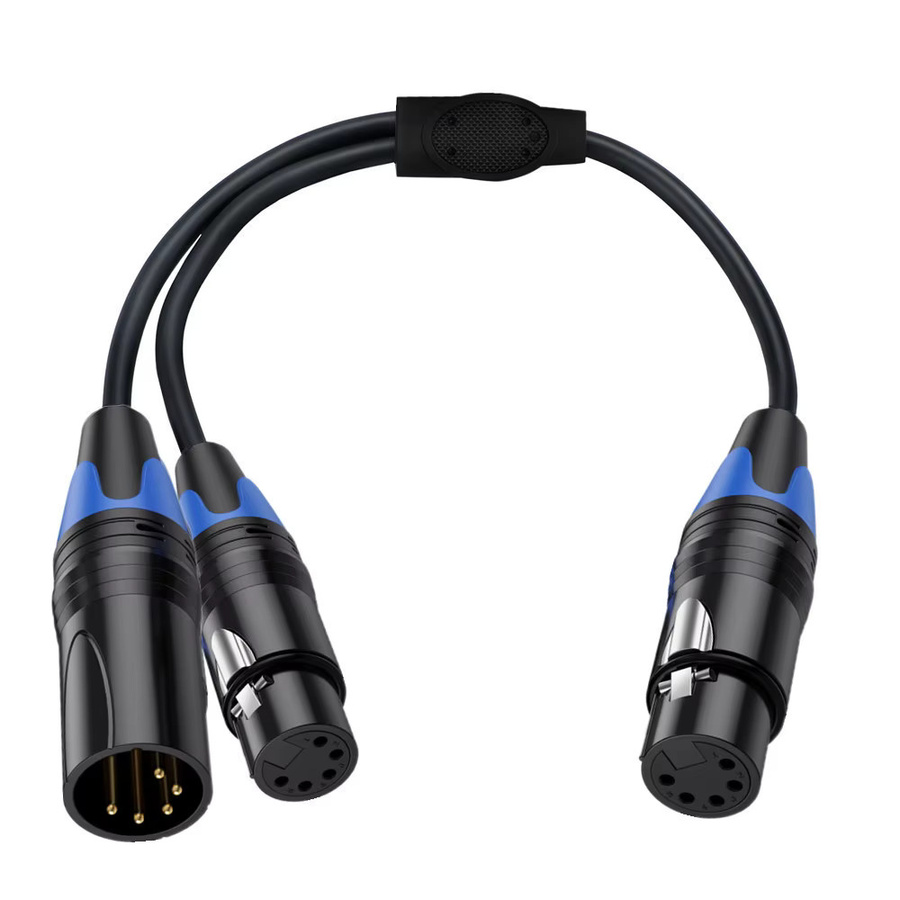 BSN XLR 4-Pin Y-Splitter-Kabel in Schwarz: 1 Buchse auf 2 Stecker Audiokabel für Drahtlosmikrofone, Monitor-Kopfhörer und Studioaufnahmen - Bild 2
