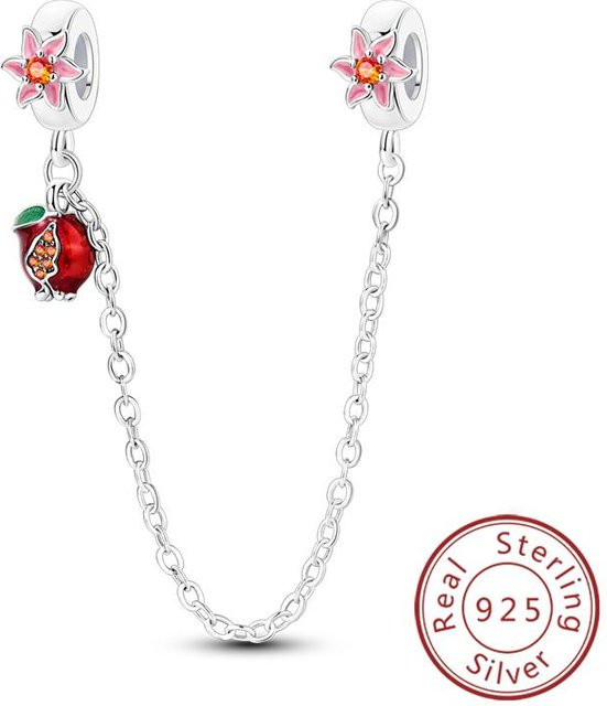 Sicherheitskettenverschluss Clip Anhänger, 925 Silber, Perle, Zirkonia, Damen - Bild 1