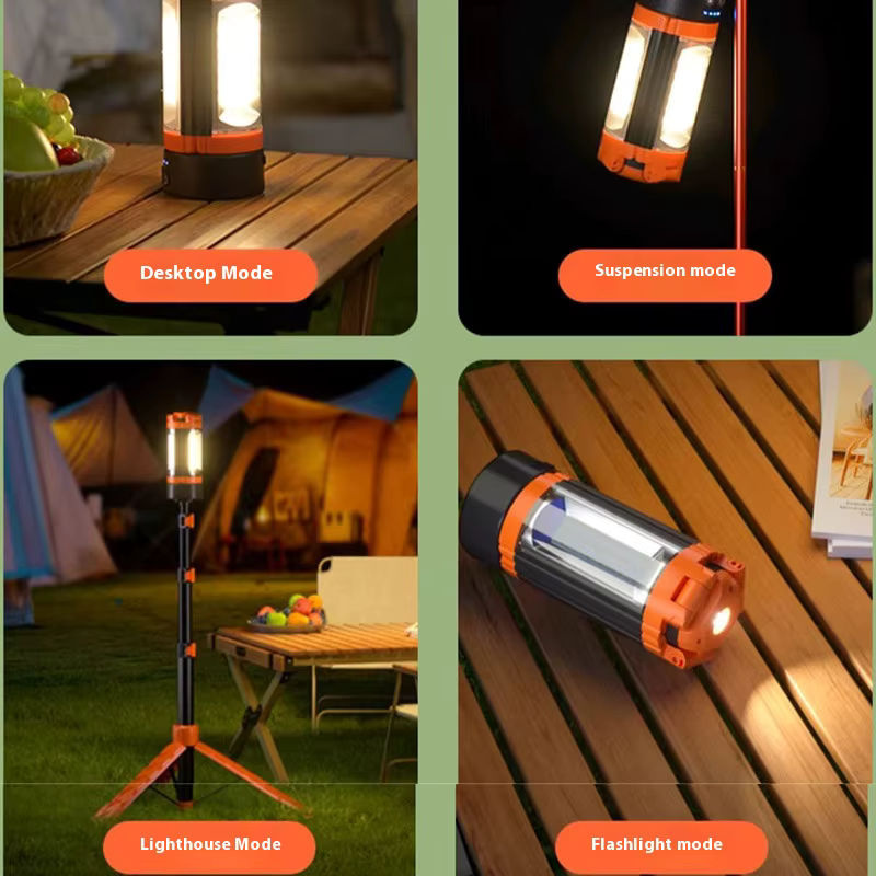 ESMARTER LED Camping Notfall Taschenlampe mit Halterung und Magnet, Schwarz, 4 Modi - Bild 6