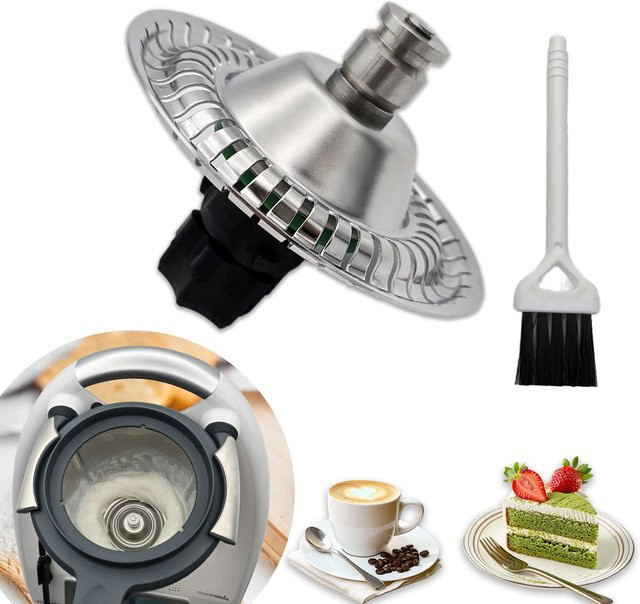 Milchaufschäumer-Aufsatz von Vorwerk kompatibel mit Thermomix TM5 und TM6 in Silber für Cappuccino, Latte Art und Milkshakes - Bild 1