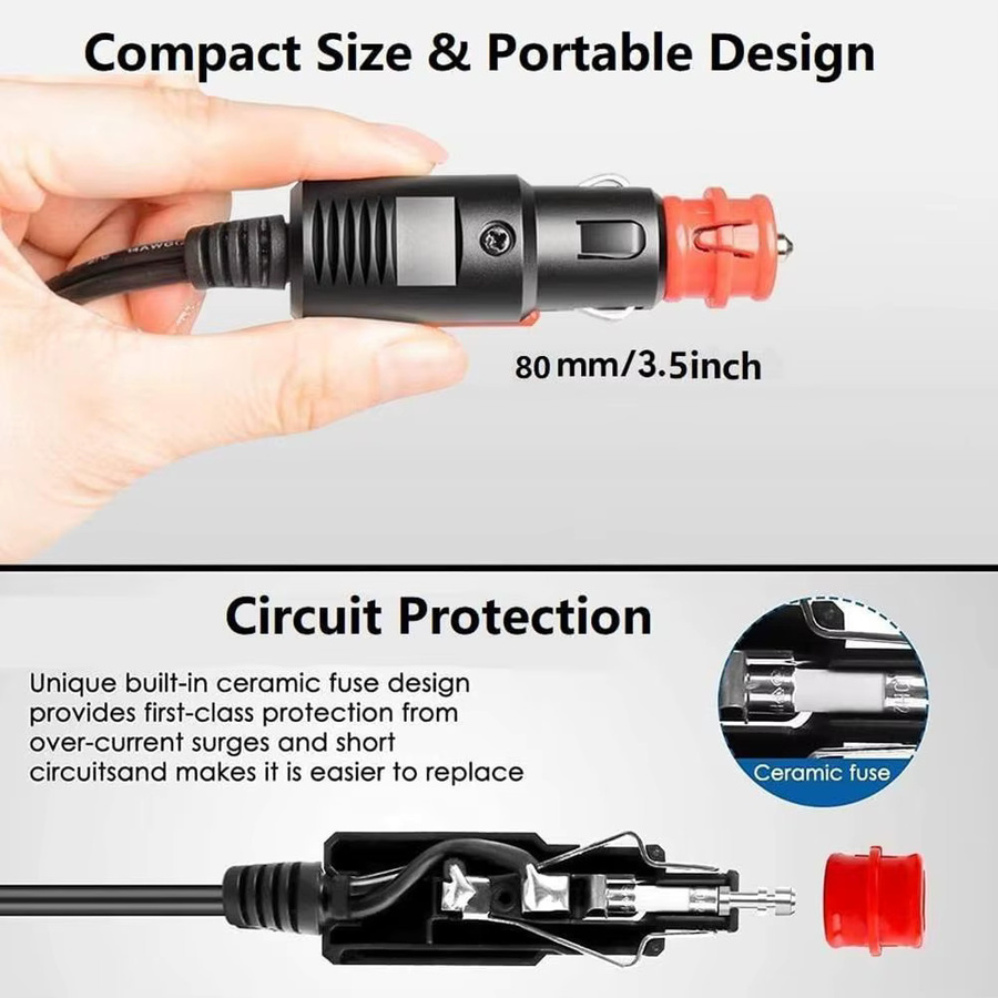 12–24 V 18 AWG Auto-Kühlschrank-Netzkabel als Zigarettenanzünder-Adapter für ARB Auto-Kühlschränke und Gefrierschränke, Schwarz - Bild 2