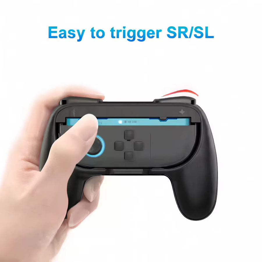 2er-Set Komfort-Griffe für Nintendo Switch Konsole, Handgriff Links und Rechts Halterung für Controller und Gamepad, Schwarz - Bild 3