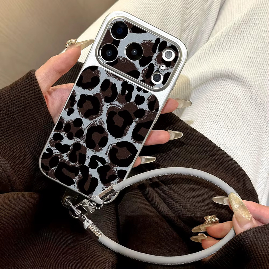 AKABEILA Handyhülle mit Leopardenmuster und Handgelenkschlaufe für iPhone 11 bis iPhone 17 Pro Max, stoßfest und ultraschlank, mehrfarbig - Bild 2