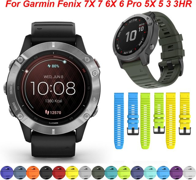 Uhrenarmband Silikon, Schwarz, Unisex, 26 22 20mm, für Garmin Fenix - Bild 1