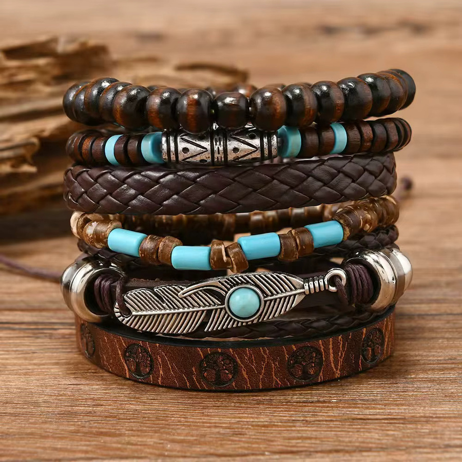 LUOBOTOU Armbänder, Leder, Bunt, Vintage, Unisex - Bild 2