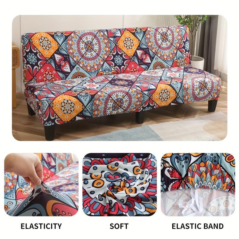 Lanmolife Ärmellose Futon-Sofa-Betthülle aus Spandex mit Grafikprint, Waschbare Stretch-Abdeckung für Klappsofas, Multicolour, Größe M (155-185 cm) - Bild 3