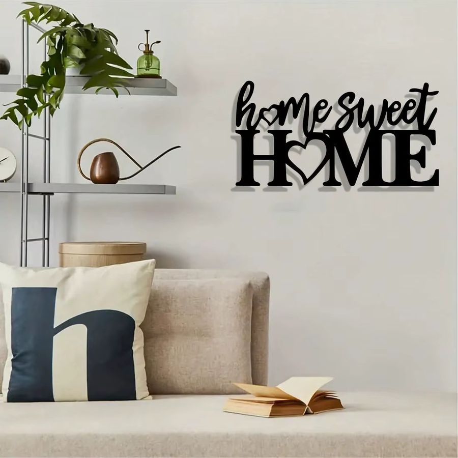 CIFBUY Vintage Wandkunst aus Metall Home Sweet Home Schild mit Herz-Dekor für Innen und Außen - Bild 3