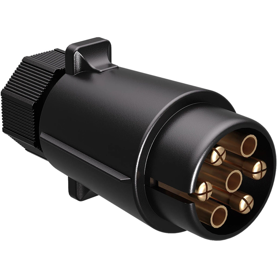 Wiltec 7-poliger Anhängerstecker Typ N in Schwarz für Kfz-Anhänger - Bild 2