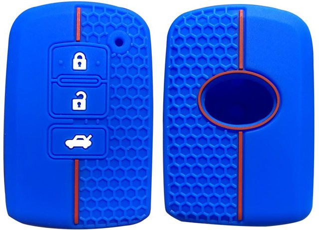 Silikon Autoschlüsselhülle in Blau für Toyota Prius Plus Auris Avalon Verso Rav 4 Corolla 2013 Yaris Hybrid mit 2-Tasten Fernbedienung und Schlüsselanhänger - Bild 1