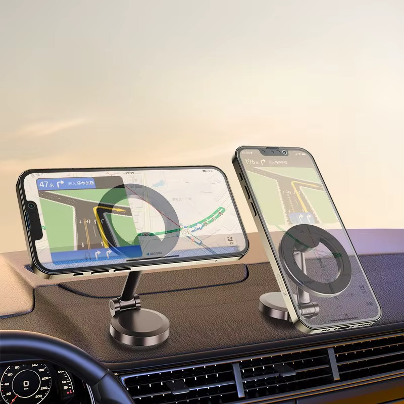 360 Grad rotierender magnetischer Autotelefonhalter in Silber, faltbare Armaturenbretthalterung für alle Smartphones zur mobilen Auto-Navigation - Bild 2