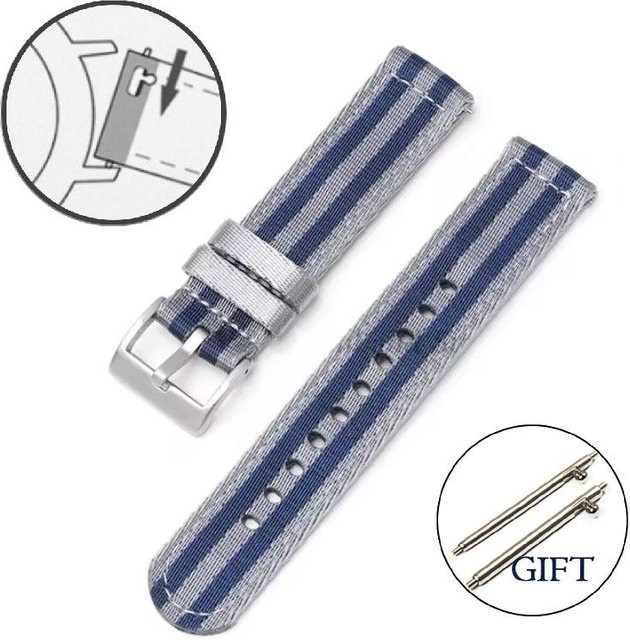 qinband Uhrenarmband Nylon, Textil/NATO, grau, Silber, Unisex - Bild 1