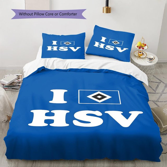 HSV Muster Bettwäsche Set mit Reißverschluss, bestehend aus 1 Bettbezug und 2 Kissenbezügen, B/T: 240 x 220 cm - Bild 1