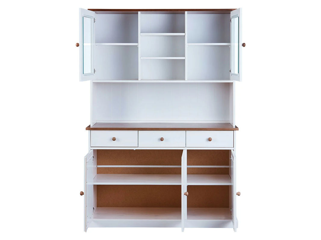 INTER LINK Buffet Westerland im Landhausstil mit 3 Schubladen und 5 Drehtüren, Weiß/Braun - Bild 2