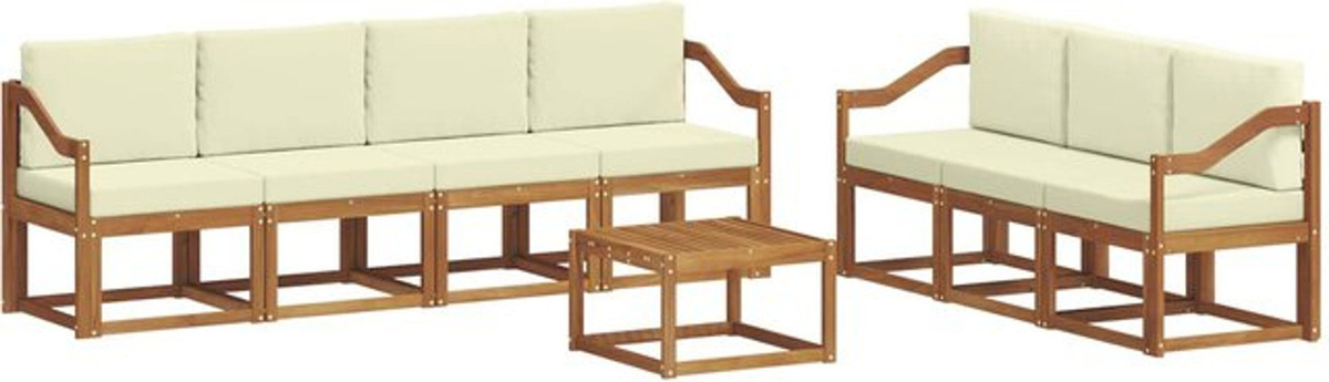 vidaXL Outdoor-Sofagarnitur aus Akazien-Massivholz mit 8-teiligem Set und Kissen in Natur und Beige - Bild 1