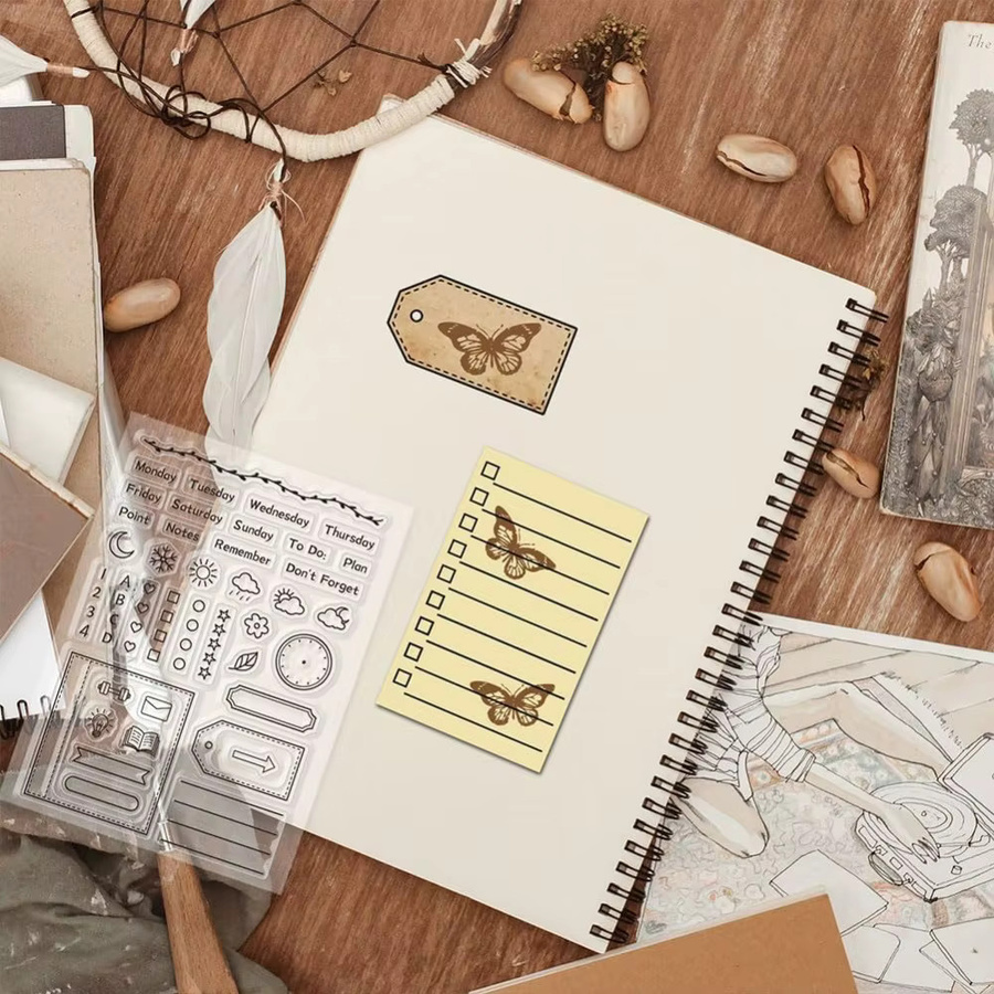 Transparenter Kalender-Planer-Rahmen aus Silikon als Gummistempel für Journaling und DIY-Projekte - Bild 2