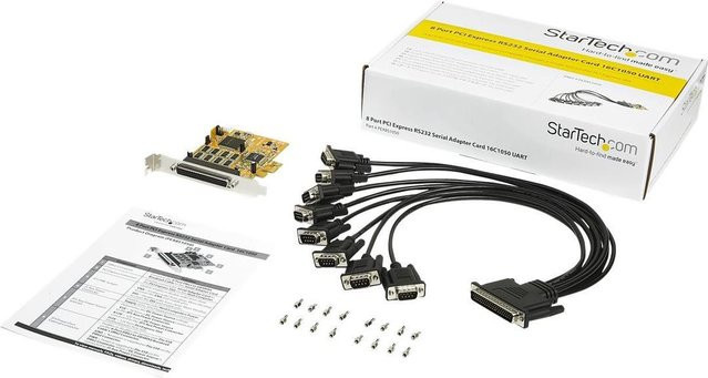 StarTech.com 8 Port PCI Express RS232 Erweiterungskarte mit 16C1050 UART in Gelb (PEX8S1050) - Bild 1
