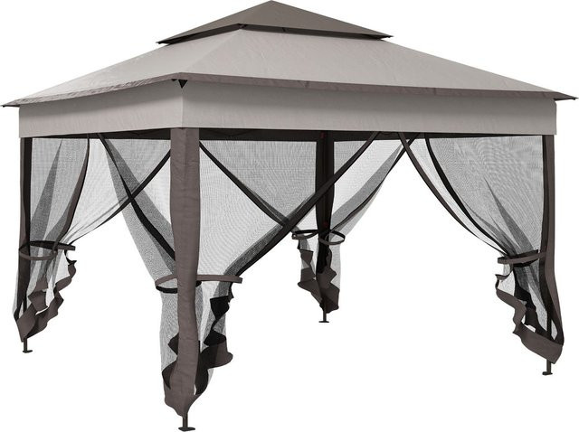 Outsunny Faltpavillon Gartenzelt mit Seitenwänden in Hellgrau, B/T/H: 325 x 325 x 270 cm - Bild 1