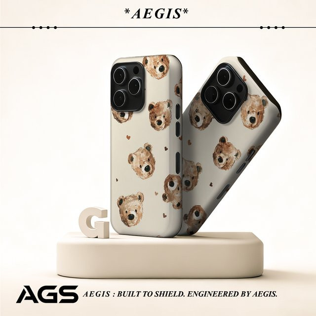 Potdemiel Handyhülle mit Bären-Herz-Design für iPhone 17 16 15 14 13 Pro Max Plus, braun/mehrfarbig, robuste doppelschichtige magnetische Schutzhülle - Bild 1