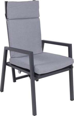 Garden Pleasure Relaxsessel Sintra aus Aluminium mit UV-beständigem Polyester und Kissen in Grau-Schwarz
