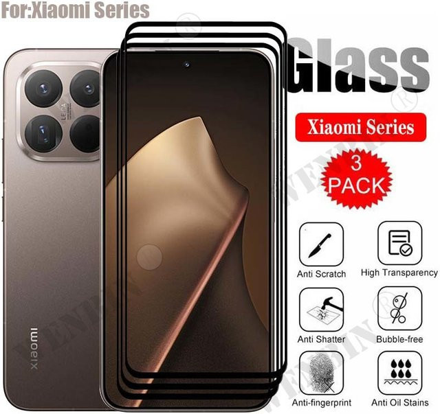 3er-Pack Displayschutzfolie aus gehärtetem Glas für Xiaomi 15T Pro, 14T Pro und 13T in Transparent mit gebogener Vollabdeckung - Bild 1