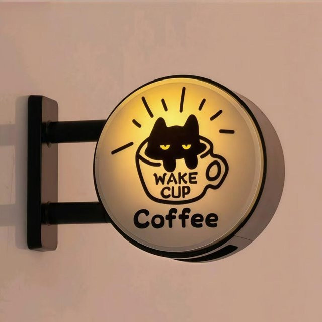Retro Kaffee-Ecke Magnetisches Lichtschild in Brown für eine kreative Atmosphäre als Miniatur-Lochblech-Dekoration - Bild 1