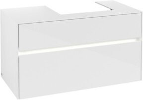 V&B Waschtischunterschrank Collaro in Weiß glänzend mit LED-Beleuchtung B/H/T: 100 x 54,8 x 50 cm - Bild 1