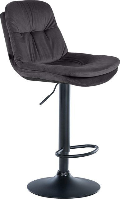 CLP Barhocker Laurel mit Samtbezug, höhenverstellbarer und drehbarer Barstuhl mit Rückenlehne und Fußstütze in modernem Design - Bild 1