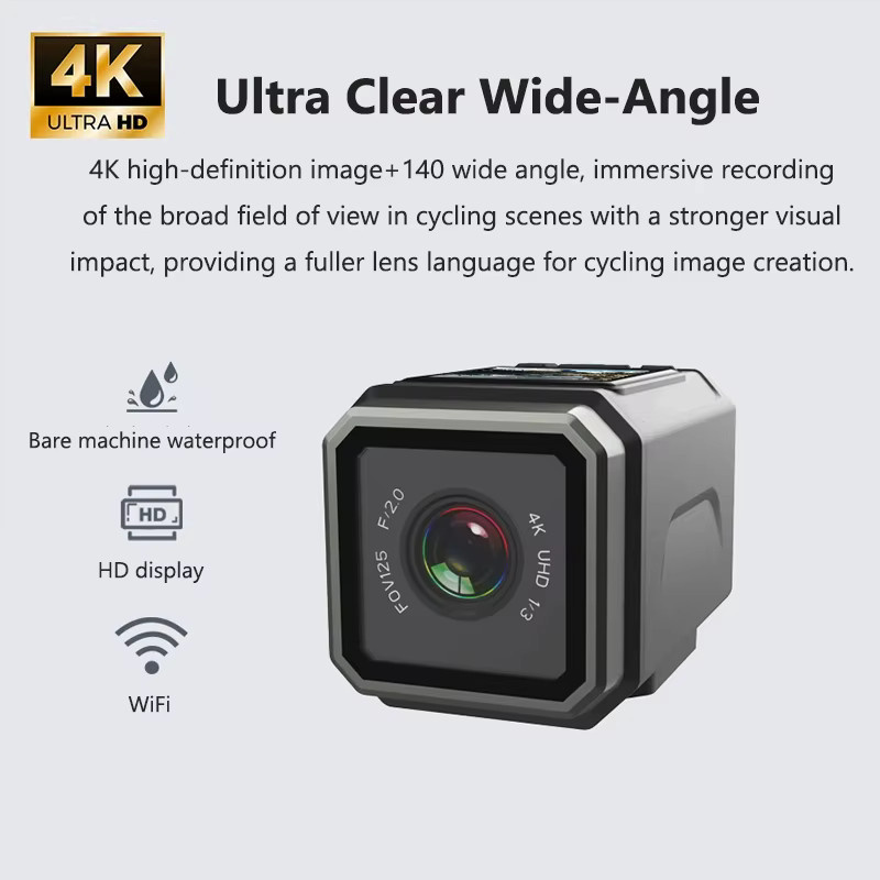 luxuglow Ultra HD 4K Action Cam mit WLAN-Hotspot und Bildschirm, Anti-Shake Outdoor-Sportkamera in Schwarz, ideal als Motorrad- und Fahrrad-Dashcam - Bild 3