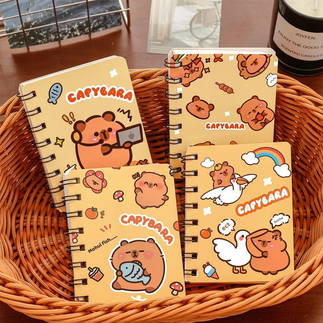 Capybara Spiral-Notizbuch A7 mit Softcover, liniertes Schreibbuch für Schule und Büro - Bild 1