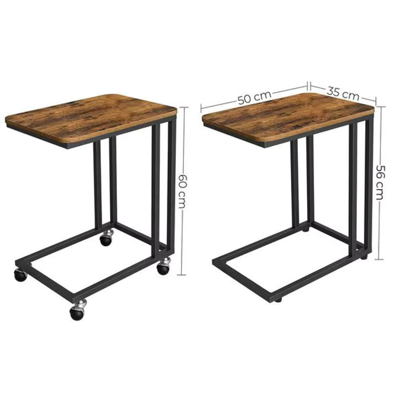 VASAGLE Beistelltisch in C-Form mit Rollen, mobiler Kaffeetisch in Braun, B/T/H: 35 x 50 x 60 cm - Bild 5
