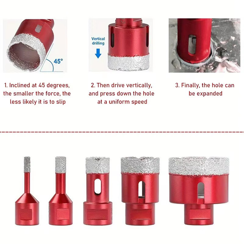 LouCnloin Diamant Lochsäge mit M14 Gewinde in Rot für Keramik, Fliesen, Marmor und Granit - Bild 5