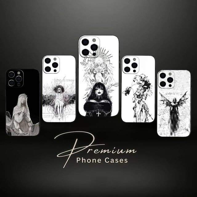 Gothic Mädchen Handyhülle für iPhone 17 16 15 14 13 12 11 Pro Max Plus XS in Schwarz - Bild 1