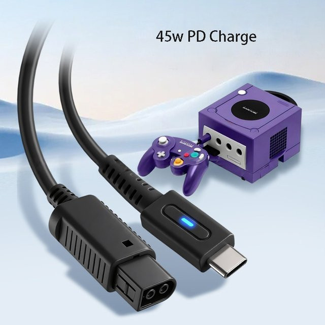 OULLX USB-C PD Ladekabel für Nintendo GameCube Controller, 45W Stromversorgungskabel, Schwarz, Länge: 1,8 m - Bild 1