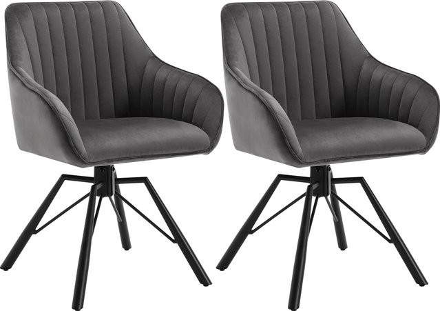 WOLTU 2er Set drehbare Esszimmerstühle aus Samt in Grau mit Armlehnen und ergonomischer Polsterung - Bild 1