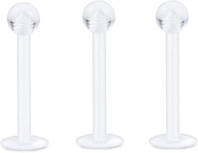 Labret Stecker Edelstahl, Weiß, Unisex, 1.2x12x3mm - Bild 1