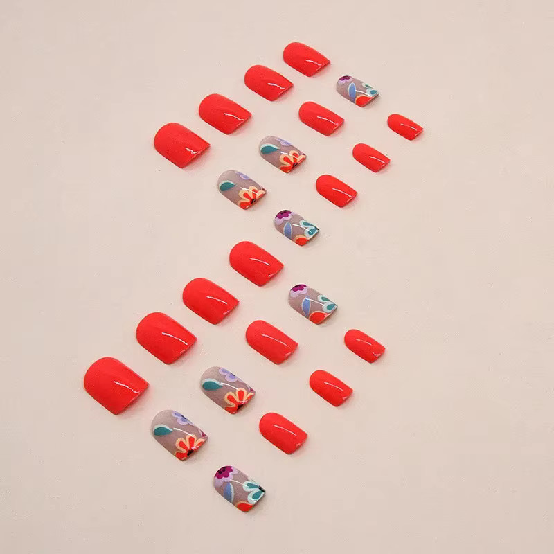 EOEKKY Nagelset Blumen-Mode, 24-teilig, künstliche Acryl-Nägel, Glänzend, Kinder - Bild 3