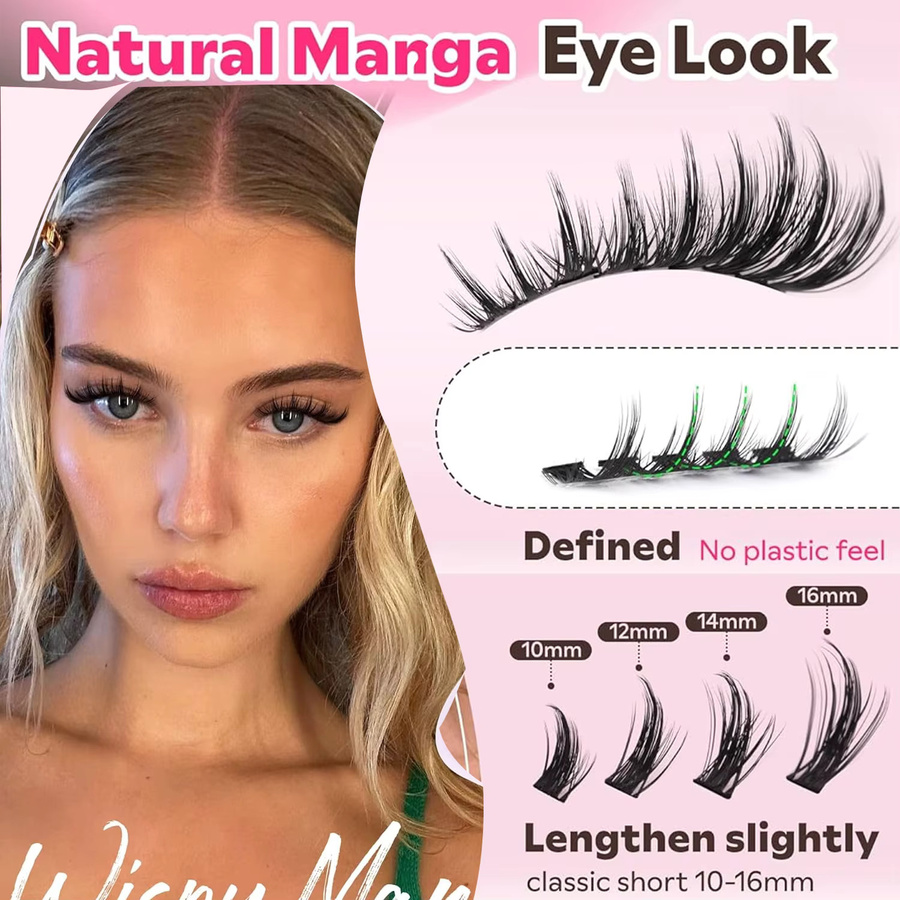 Eimny Manga Wimpern-Cluster-Set, Natürlich, 300 Stück - Bild 6
