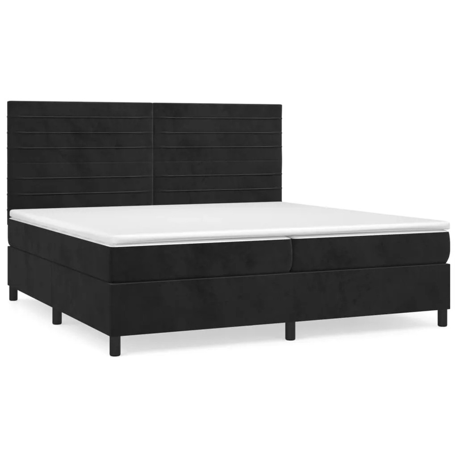 vidaXL Boxspringbett mit Matratze Schwarz Samt Hybrid-Design mit Taschenfederkern B/T: 200 x 200 cm, H: 203 cm - Bild 2