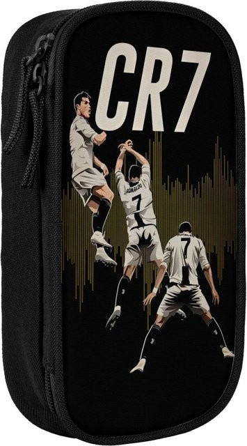 Cr7 Fußball Federmäppchen von Fancy Style Studio, doppellagiges Schreibwaren-Etui in Schwarz für Fußballfans - Bild 1