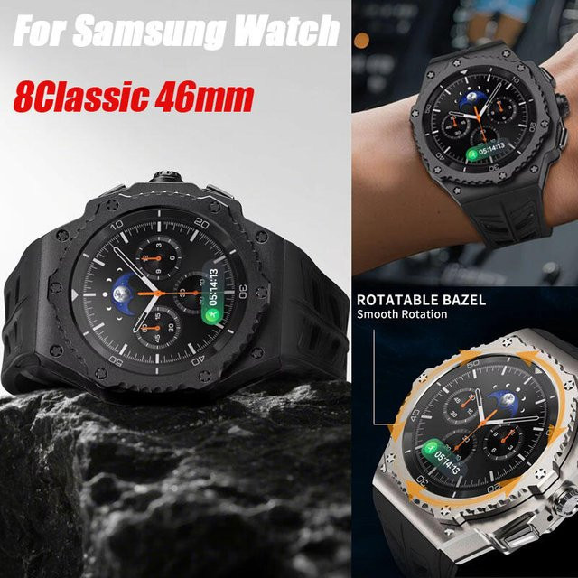 Samsung Uhrenarmband, Metallgehäuse, Kautschuk, Galaxy Watch 8 Classic 46 mm - Bild 1
