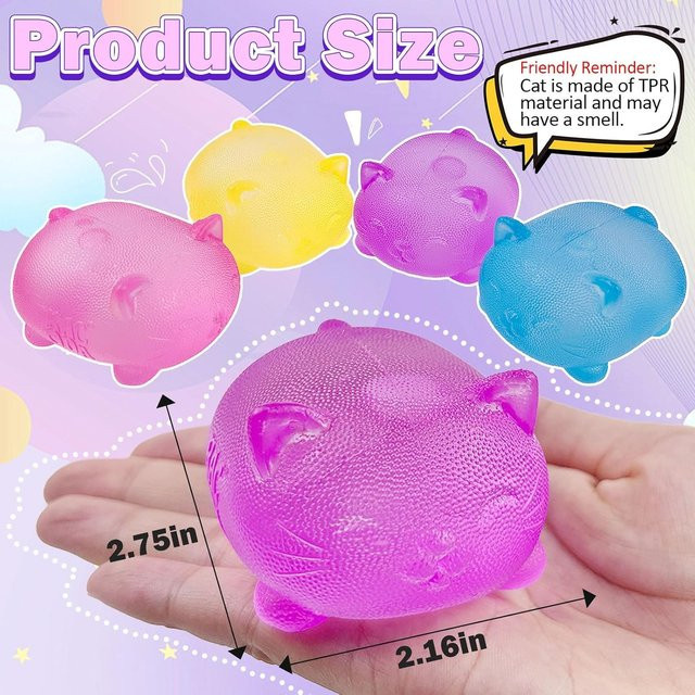 GSF Gummy Cat Maltosegefülltes Quetschspielzeug, pink, multicolour - Bild 1