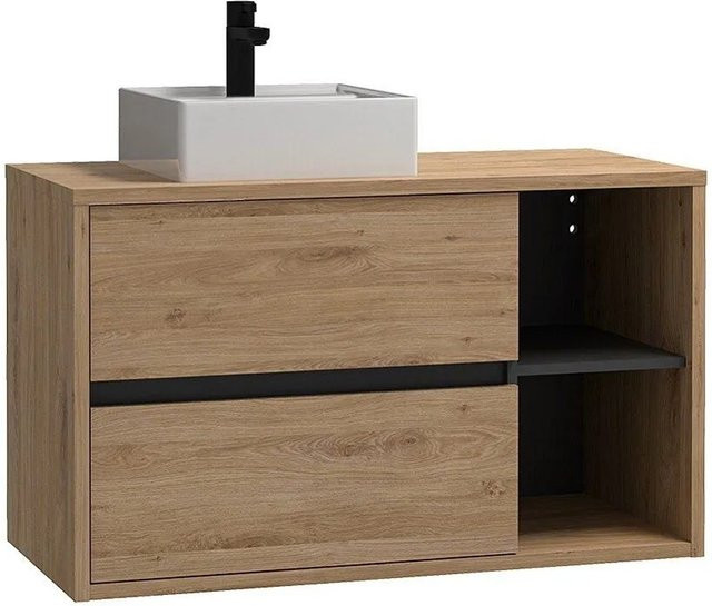 Purnal Einzelwaschtisch für das Badezimmer in Naturfarben Hell Braun, Breite: 100 cm - Bild 1