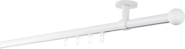Ondeco Gardinenstange auf Maß Weiß mit 1-lauf Deckenträger und Gleitern, Innenlauf 20mm, Breite: 310 cm - Bild 1
