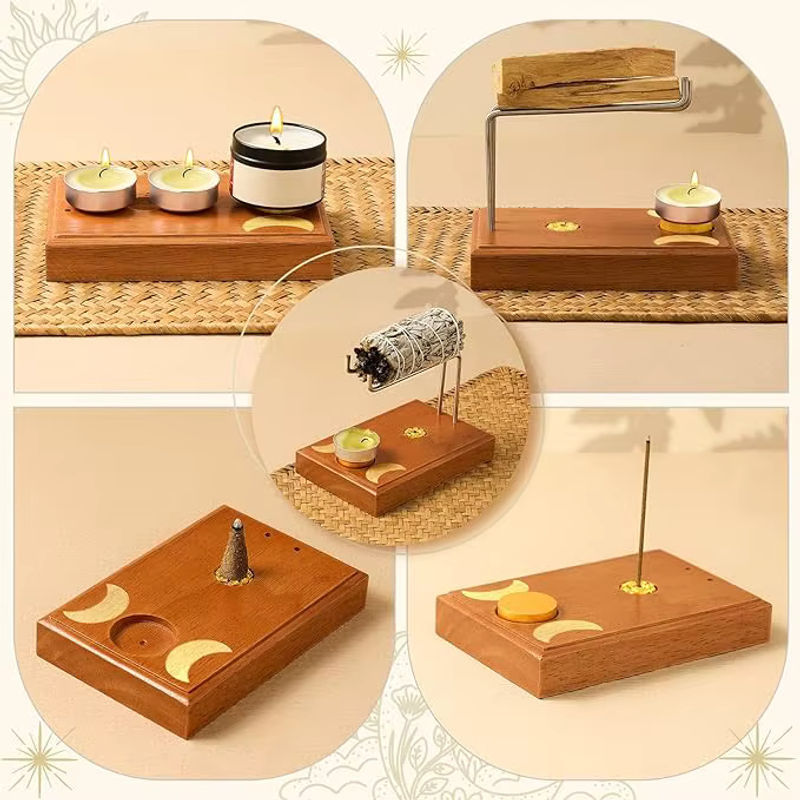 Palo Santo Räucherstäbchenhalter aus braunem Holz für Yoga und Meditation - Bild 4