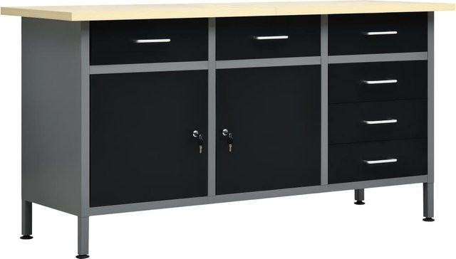 Werkbank VD Home Furnishing aus Stahl in Schwarz, B/T/H: 160 x 60 x 85 cm - Bild 1