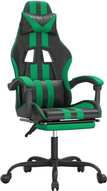 vidaXL Gaming-Stuhl mit Fußstütze in Schwarz-Grün aus Kunstleder mit Kopfstütze und 360-Grad-Drehfunktion - Bild 1