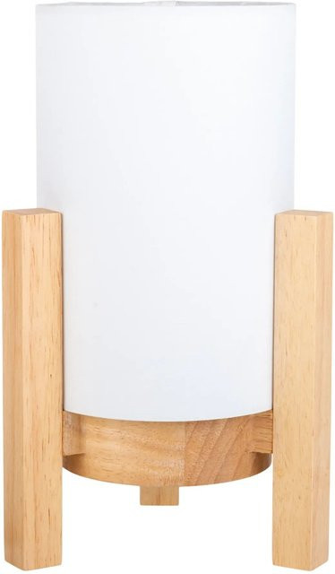 Näve LED-Akkutischleuchte Madita in Weiß und Naturholz, dimmbar, Durchmesser: 16,2 cm, Höhe: 25 cm - Bild 1